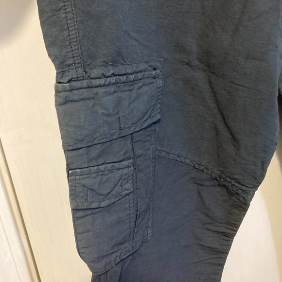 40weft women's size 48 IT dark navy linen blend adjustable cargo pants 34x33 - Picture 7 of 10
